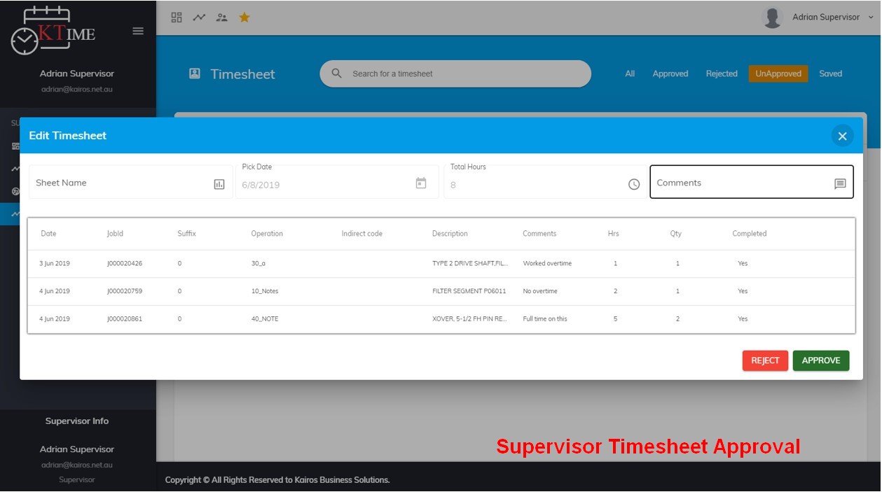 KTime Timesheet Approval