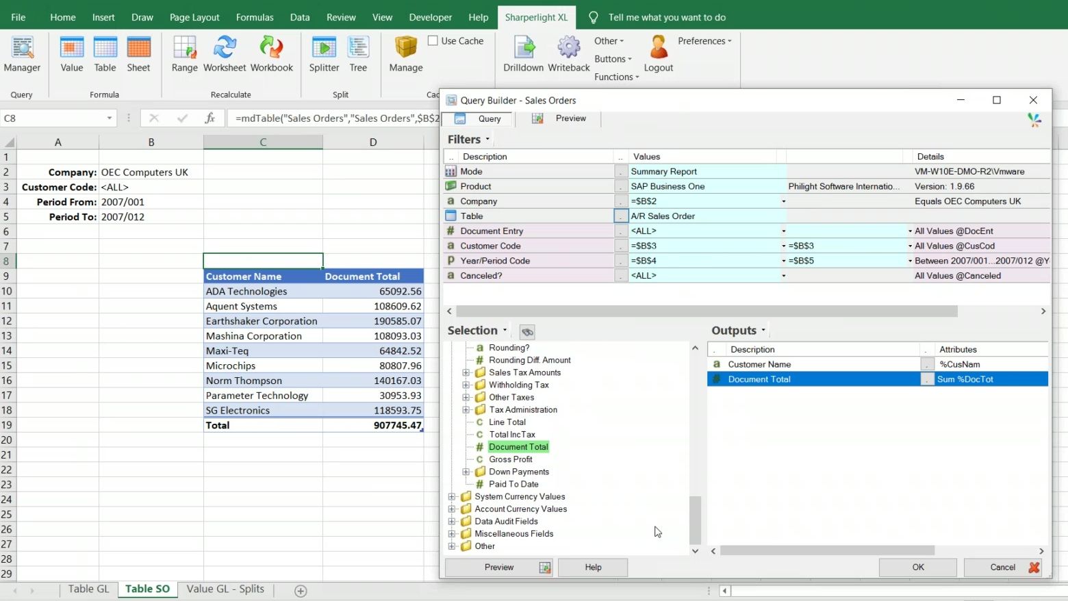 SharperLight SAPB1 SO Query Demo